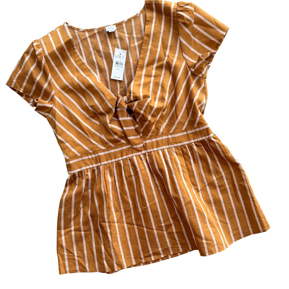 Mustard yellow peplum‎ top Womens XS Preppy Summer Boho Layering Office Brunch